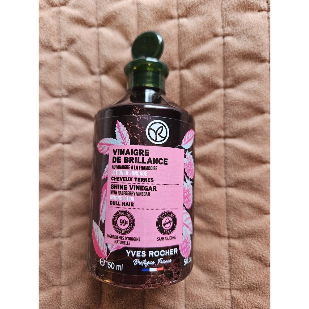 NWOB Yves Rocher Shine Vinegar Raspberry Rinsing Lotion for Dull Hair, 5 fl. oz.